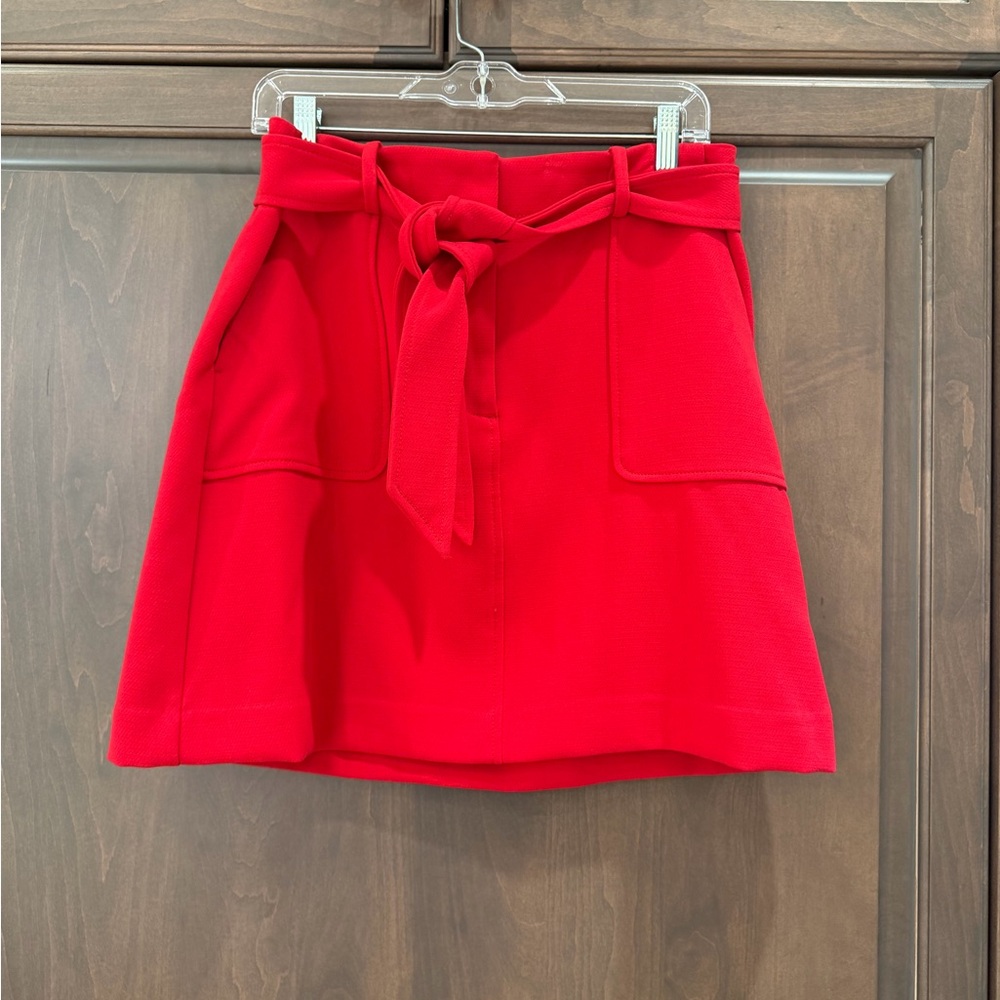 Ann Taylor Loft Tie Waist Pocket Skirt - size 8 - red - FLATTERING!!! - Picture 3 of 6
